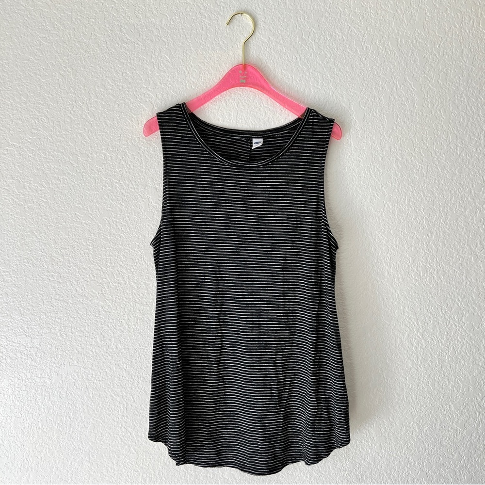 Old Navy Sleeveless Relaxed Striped Metallic Tank Top Size Large